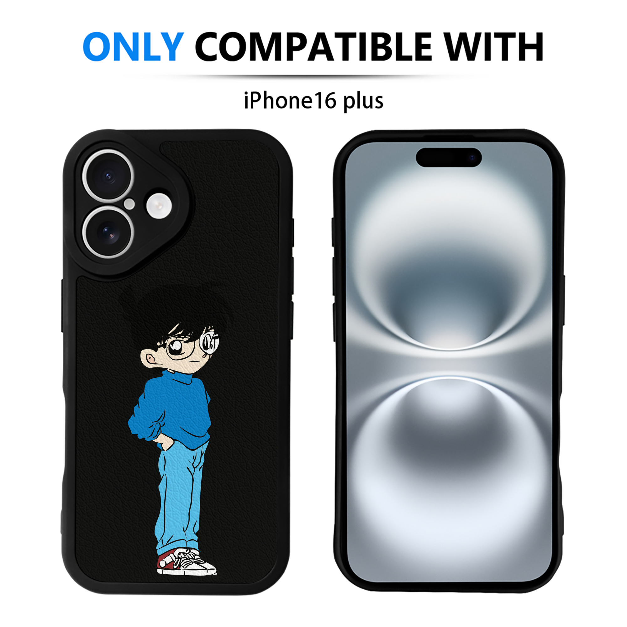 （画像用） 名探偵コナン 江戸川 コナン Detective Conan Conan Edogawa 【iPhone 16シリーズ対応】シリコンスマホケース（レザー調） 材質：シリコン